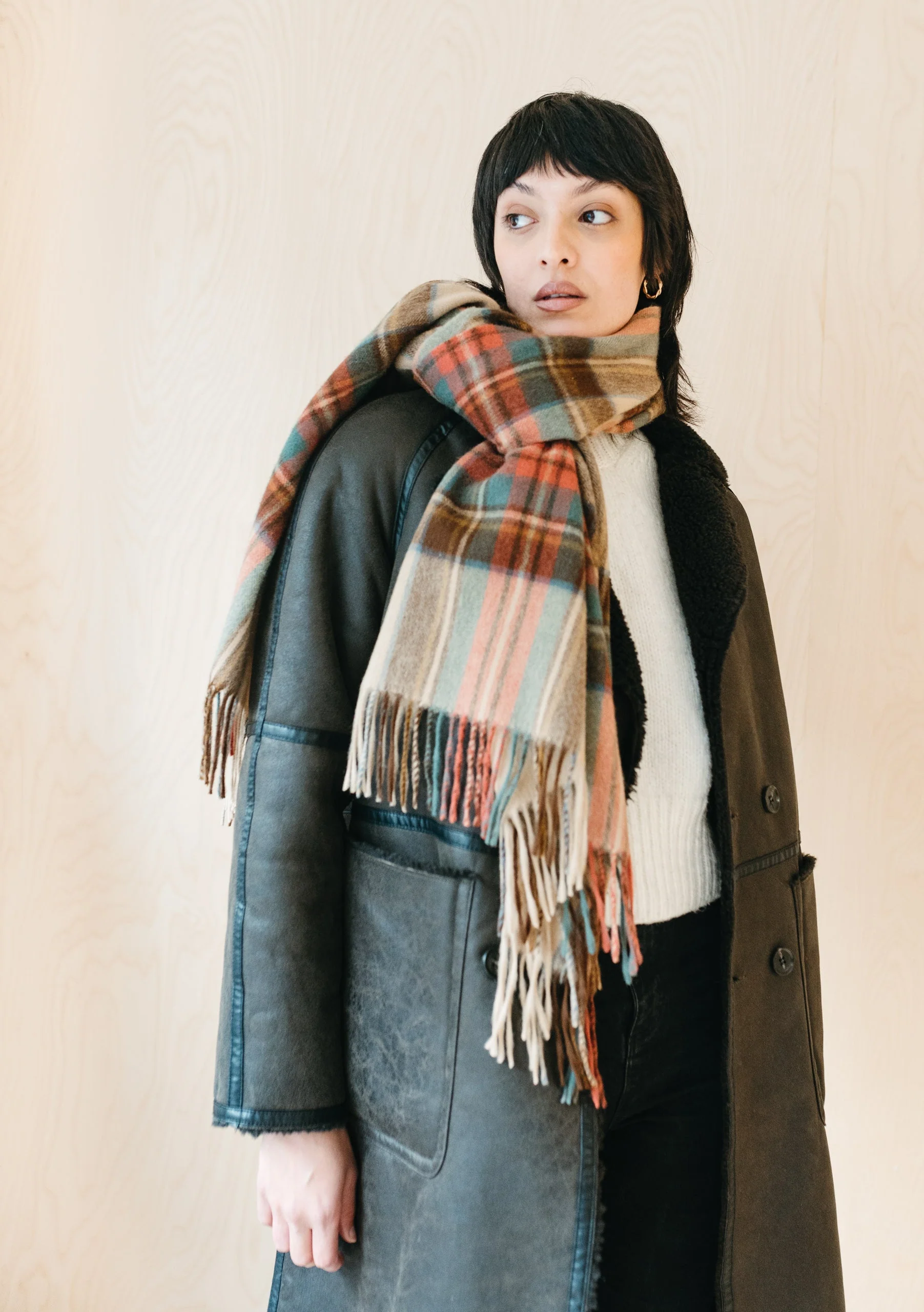 Cashmere Blanket Scarf in Stewart Dress Antique Tartan - Image 2