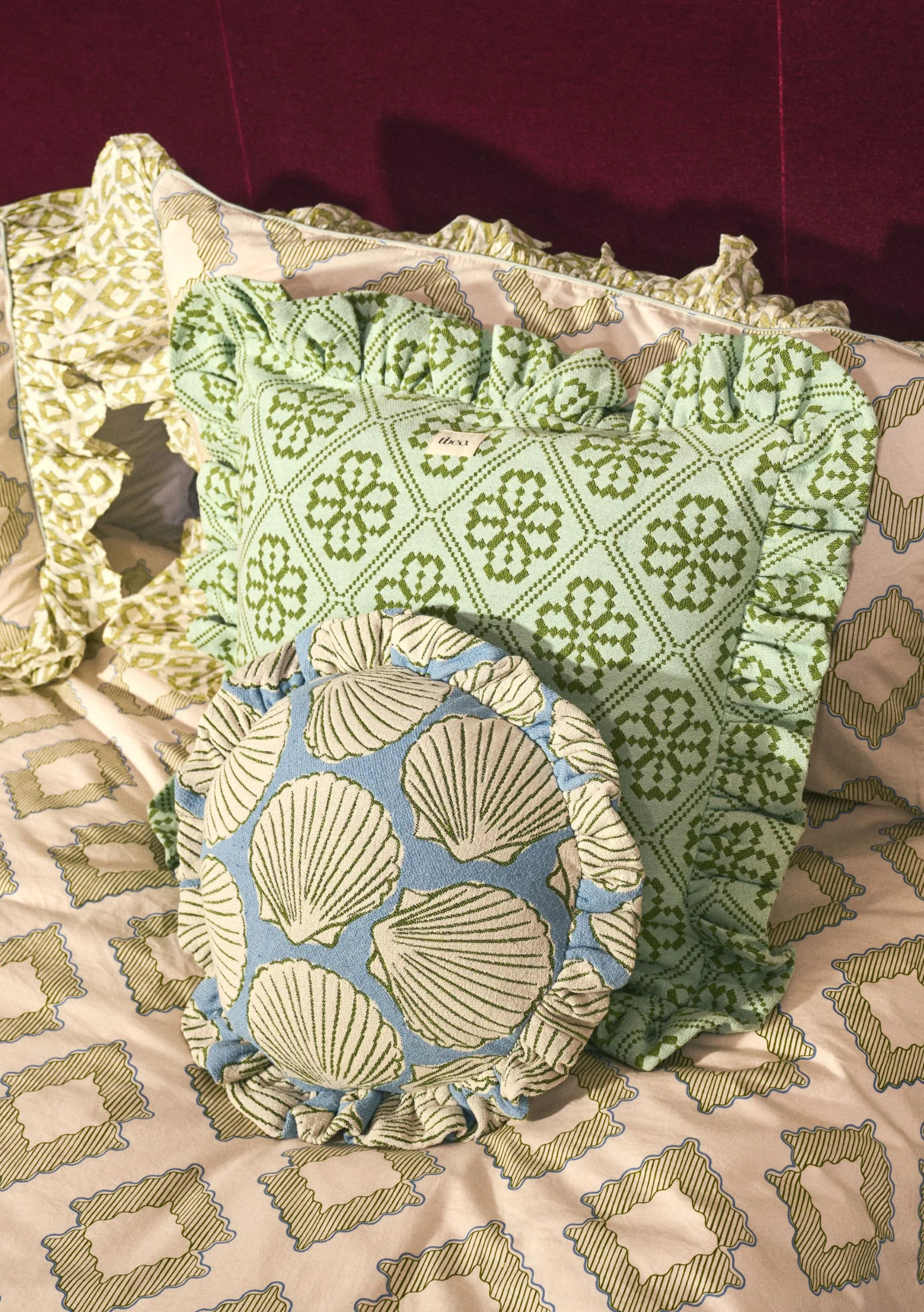 Cotton Cushion Cover in Blue Floral - Image 2