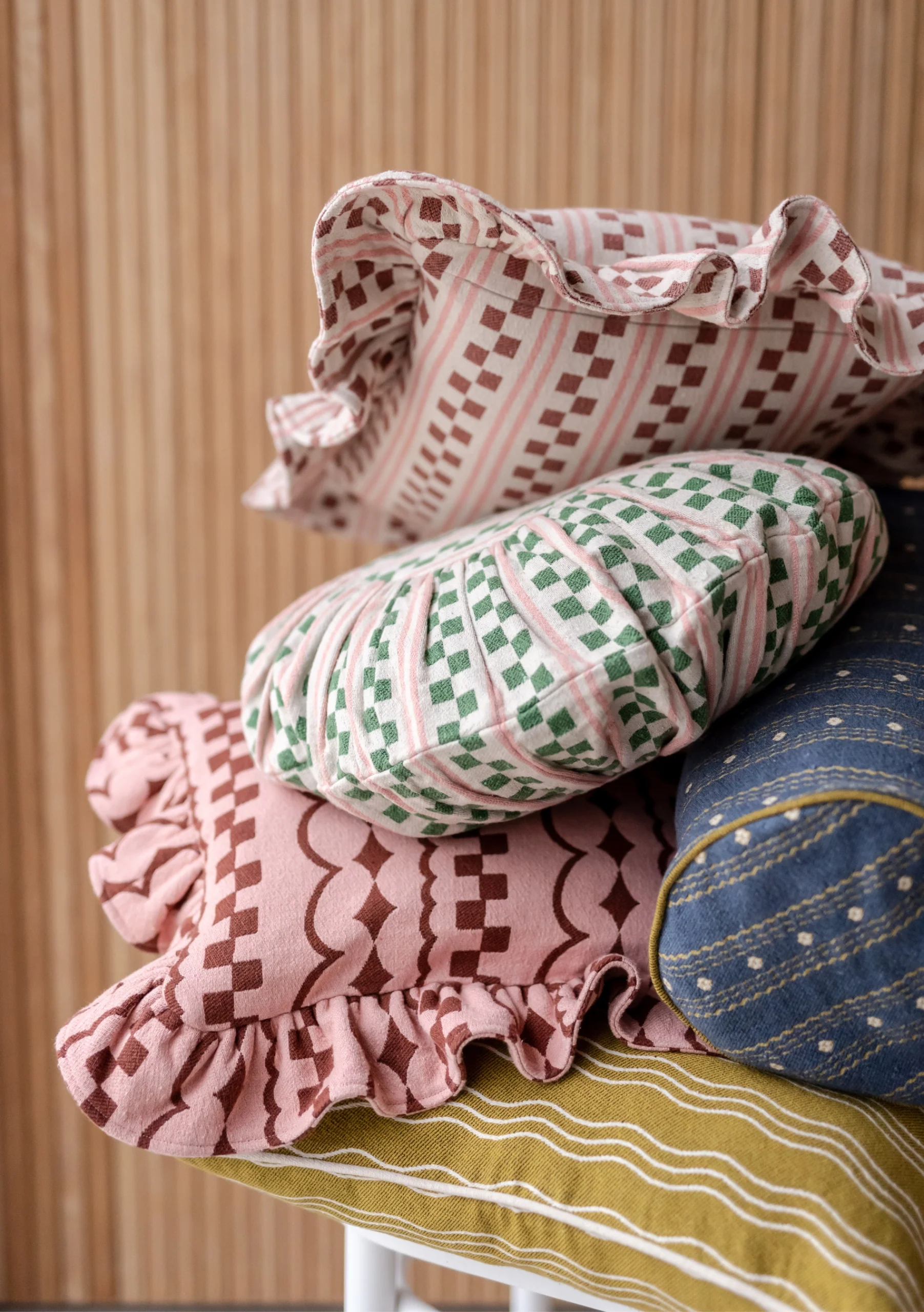 Cotton Cushion Cover in Olive Wave - Image 4