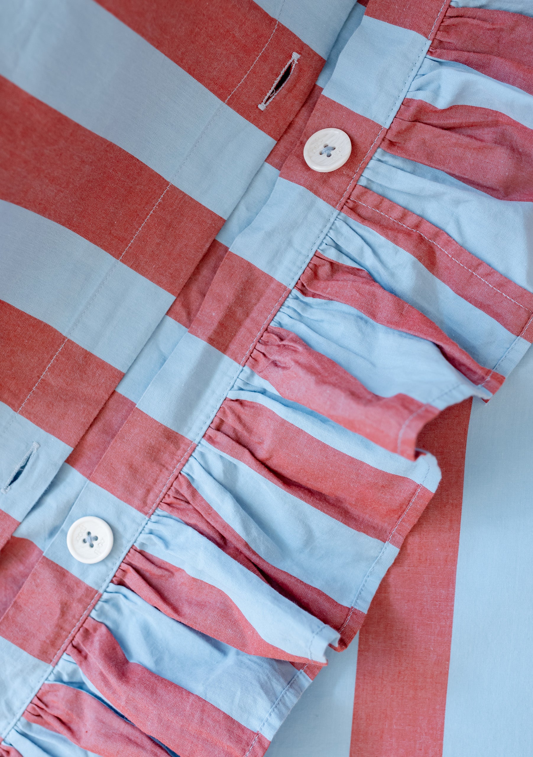 Cotton Duvet Cover in Blue & Red Stripe - Image 4
