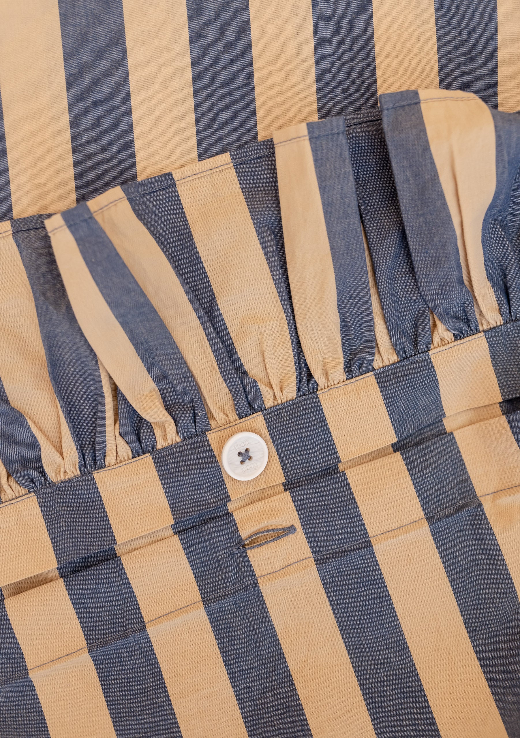 Cotton Duvet Cover & Pillowcases Set in Navy Stripe - Image 4
