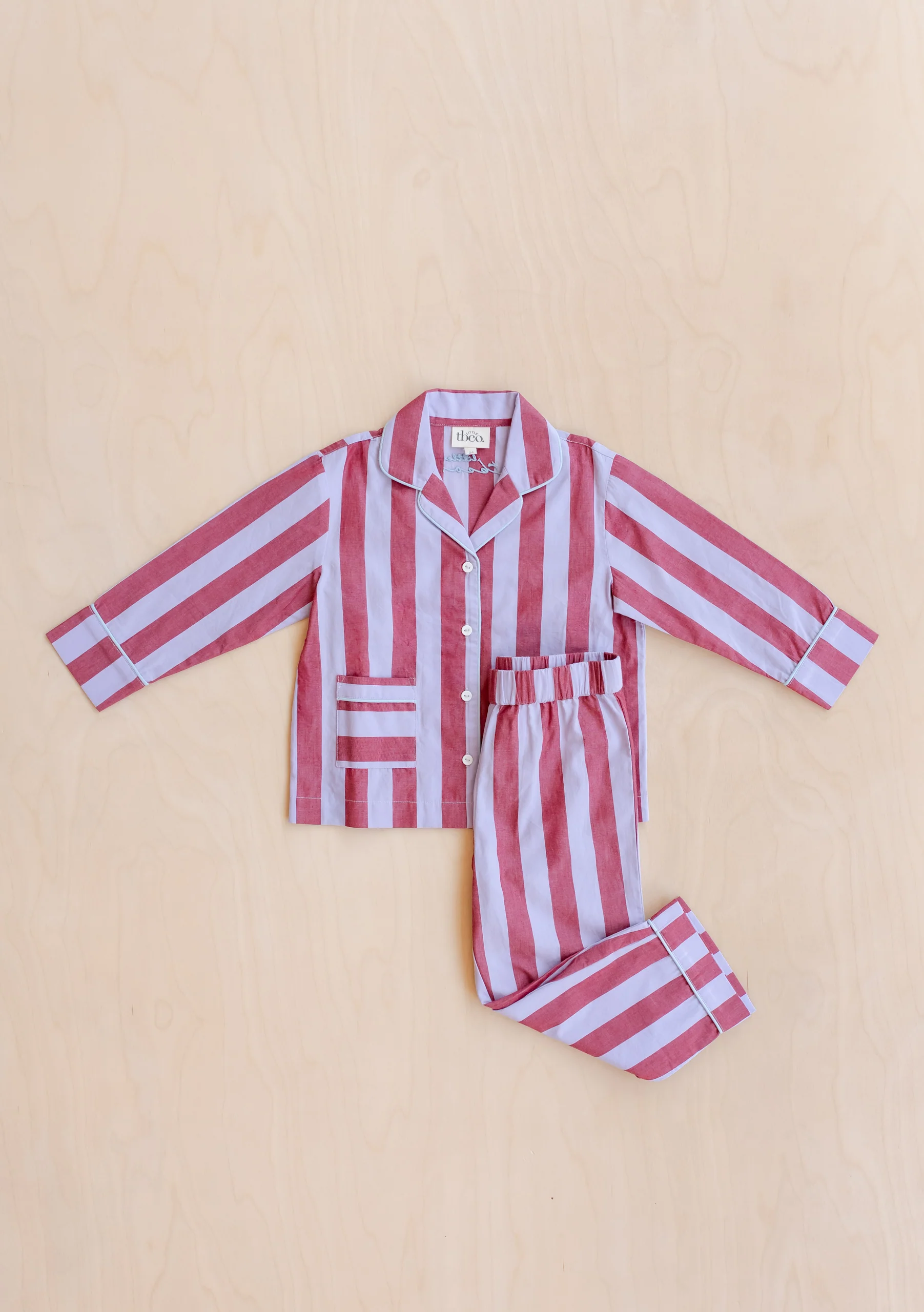 Cotton Kids Pyjamas in Lilac Stripe - Image 2