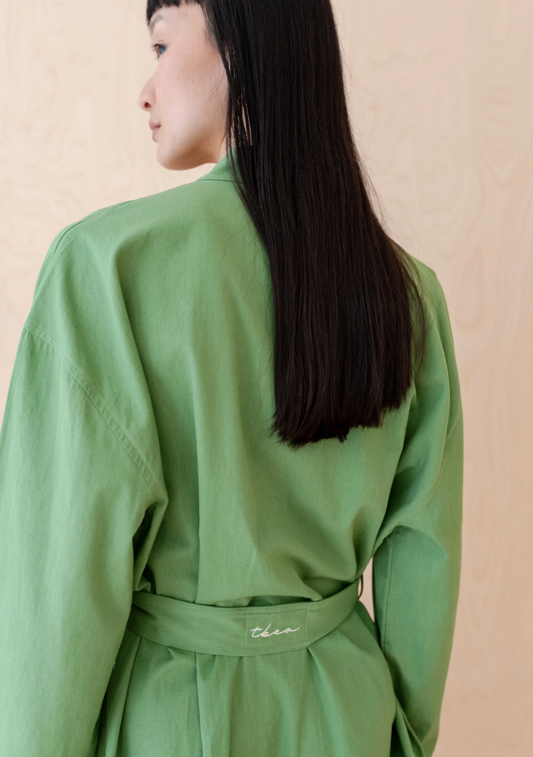 Cotton & Linen Robe in Green - Image 5
