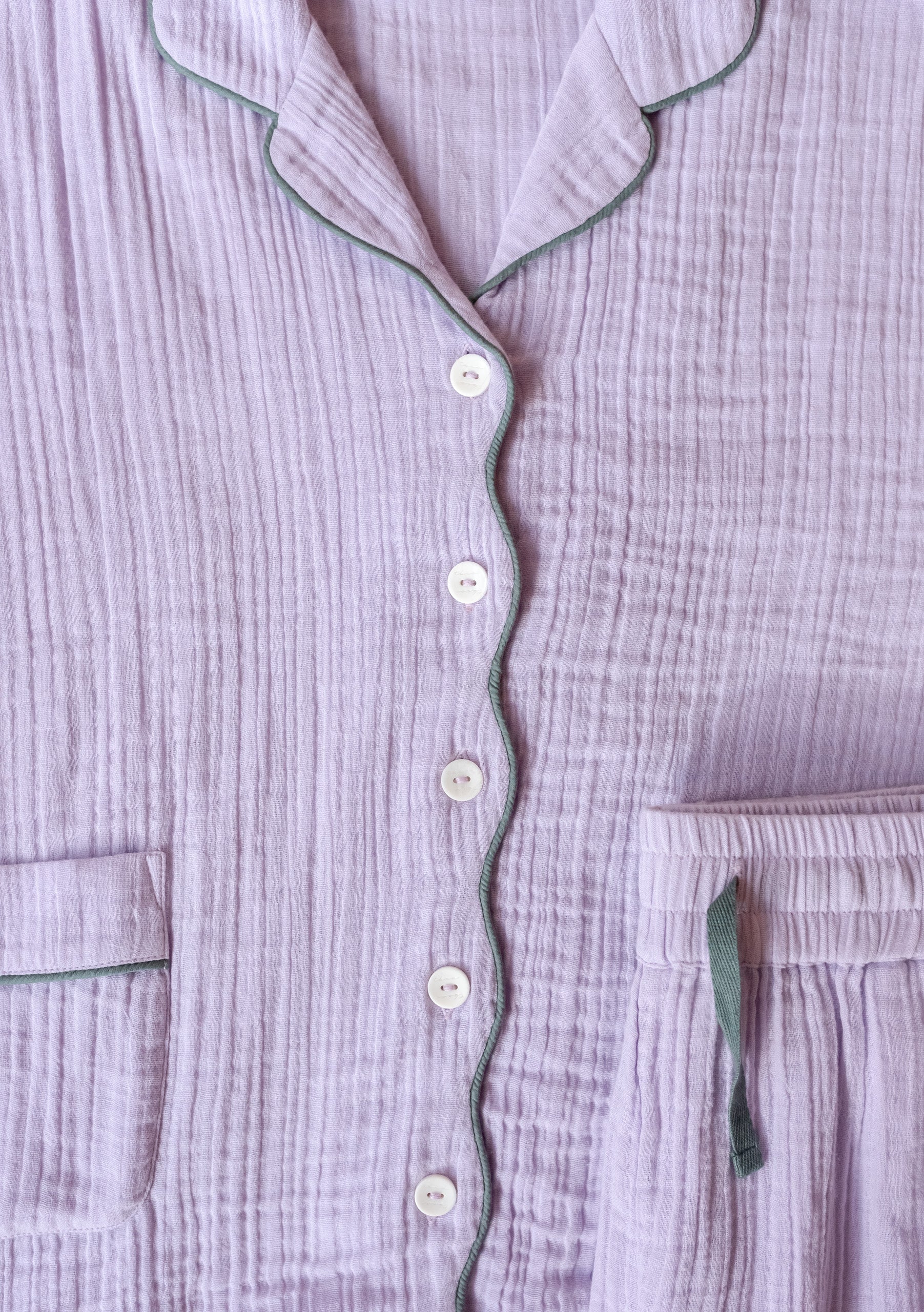 Cropped Cotton Pyjamas in Lilac - Image 4