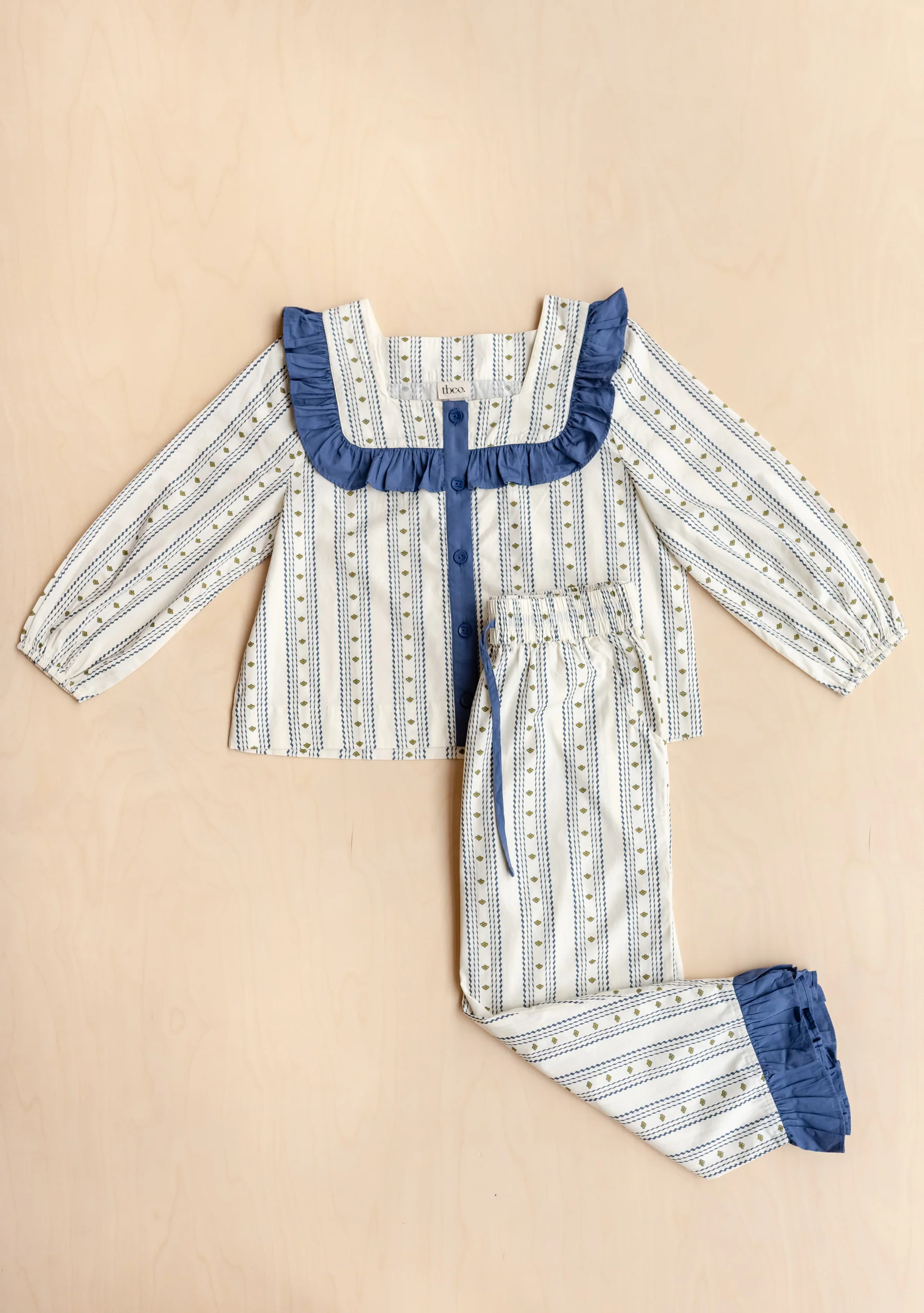 Cropped Cotton Pyjamas in Navy Ditsy Floral - Image 2