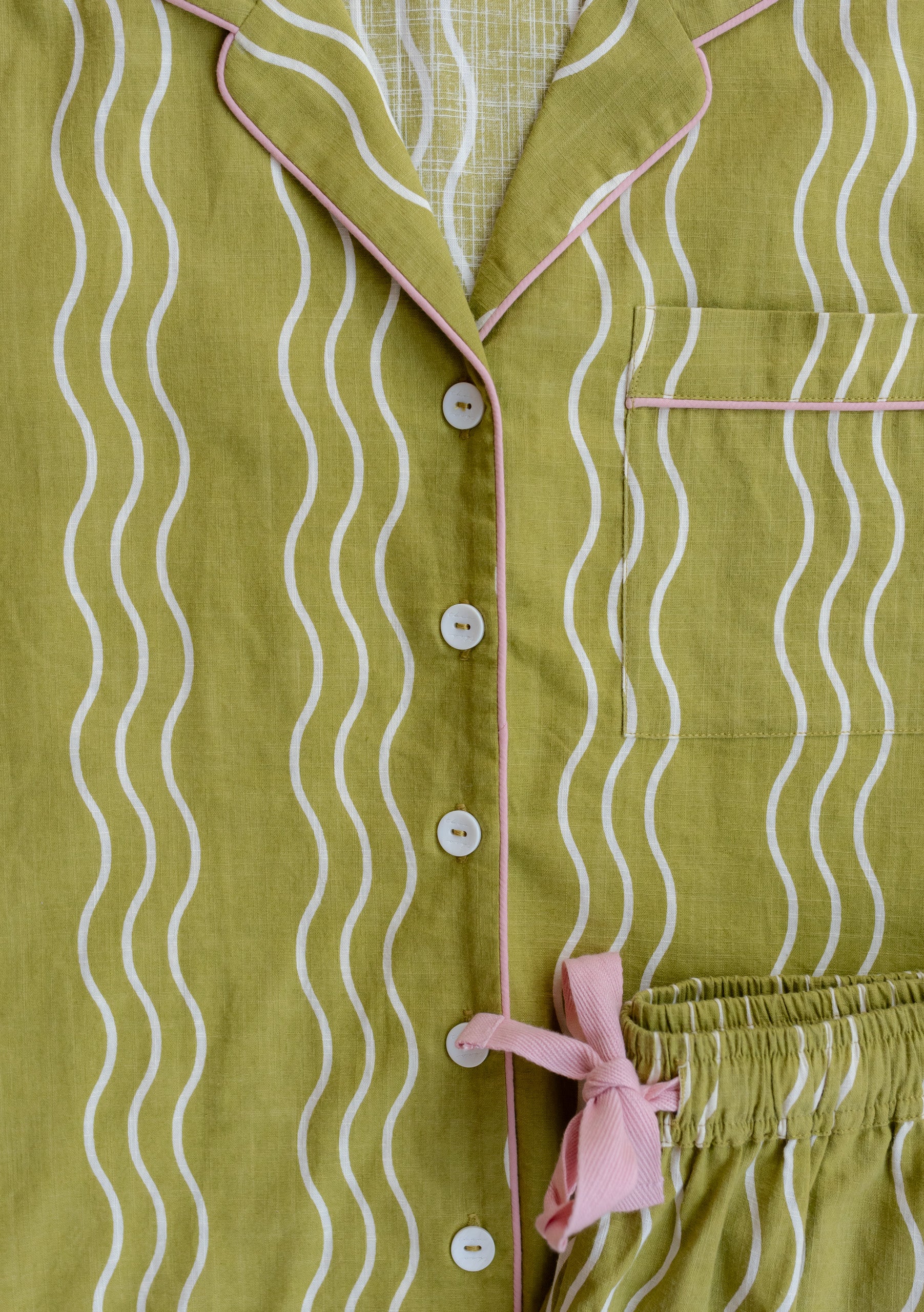 Cotton Pyjamas in Olive Wave - Image 5