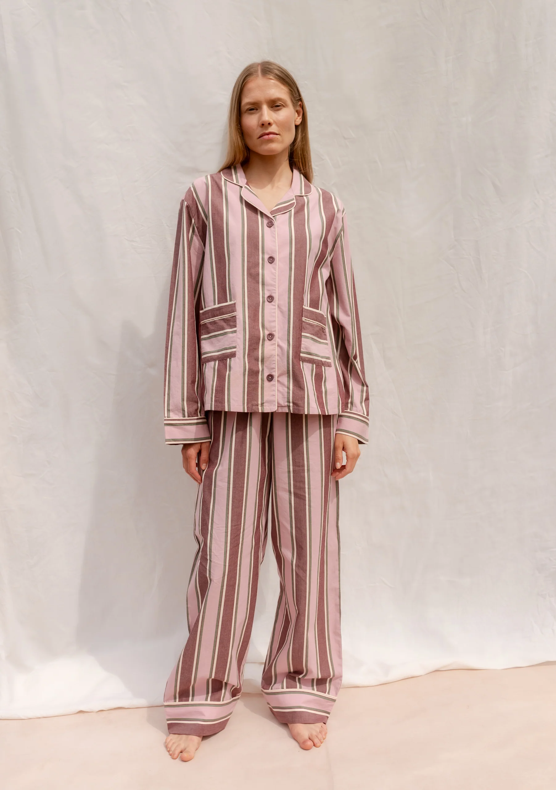 Cotton Pyjamas in Pink Stripe