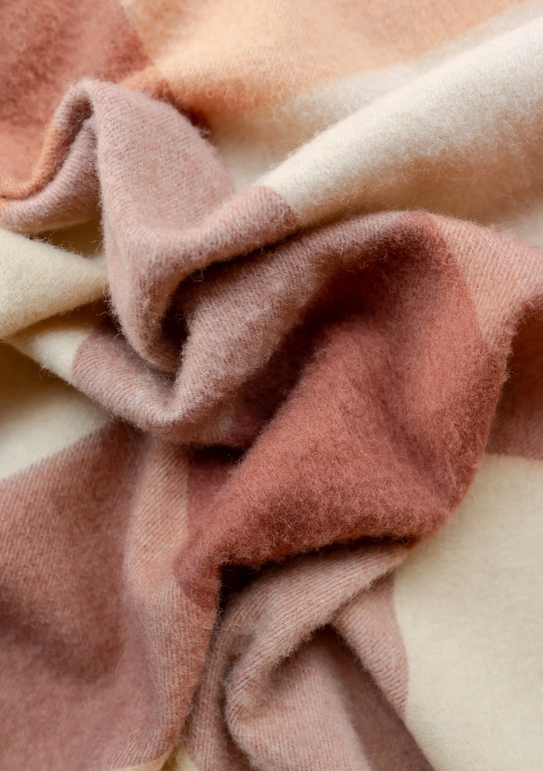 Lambswool Oversized Scarf in Buttermilk & Brown Block Check - Image 4