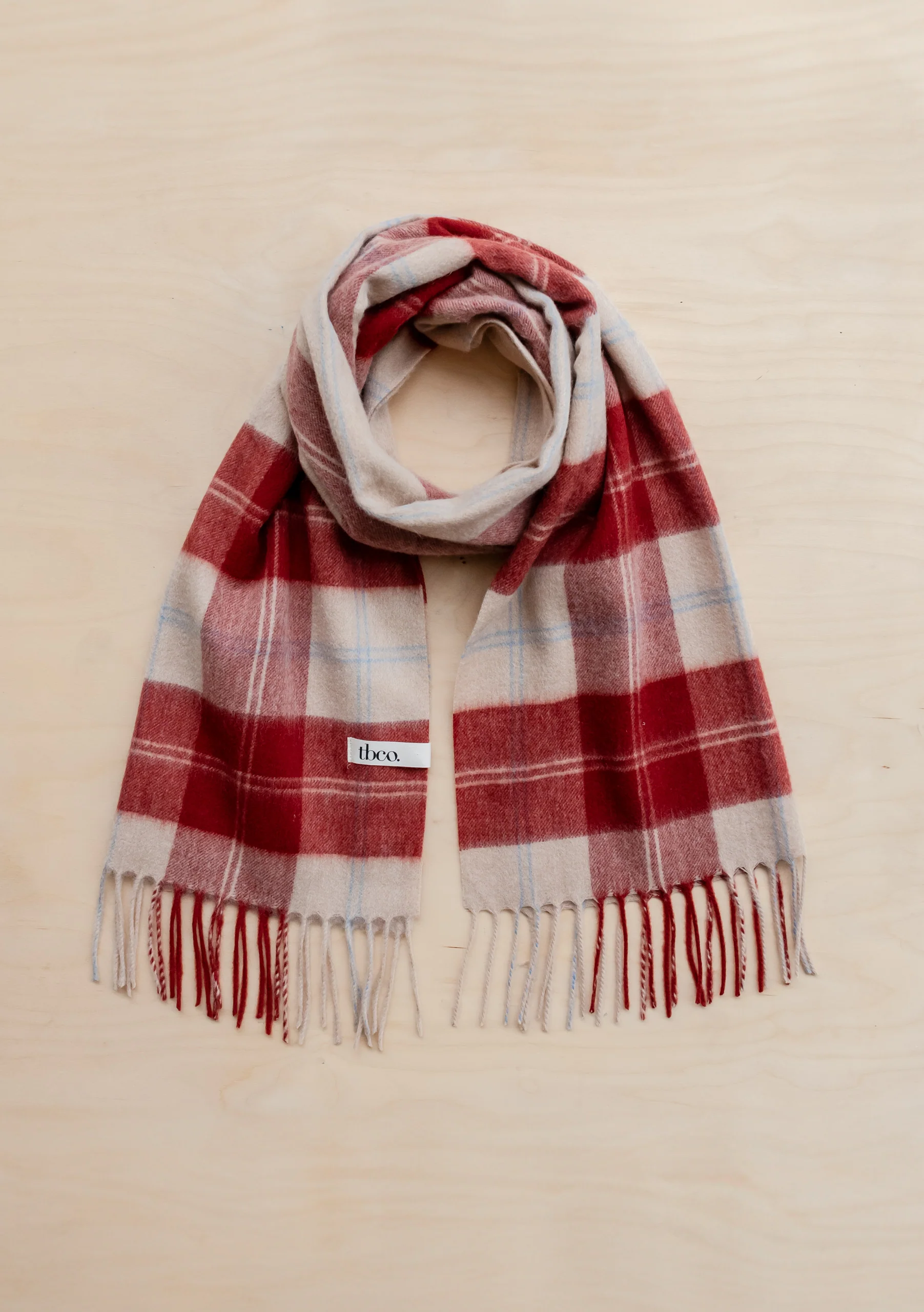Lambswool Oversized Scarf in Red Varsity Check - Image 2