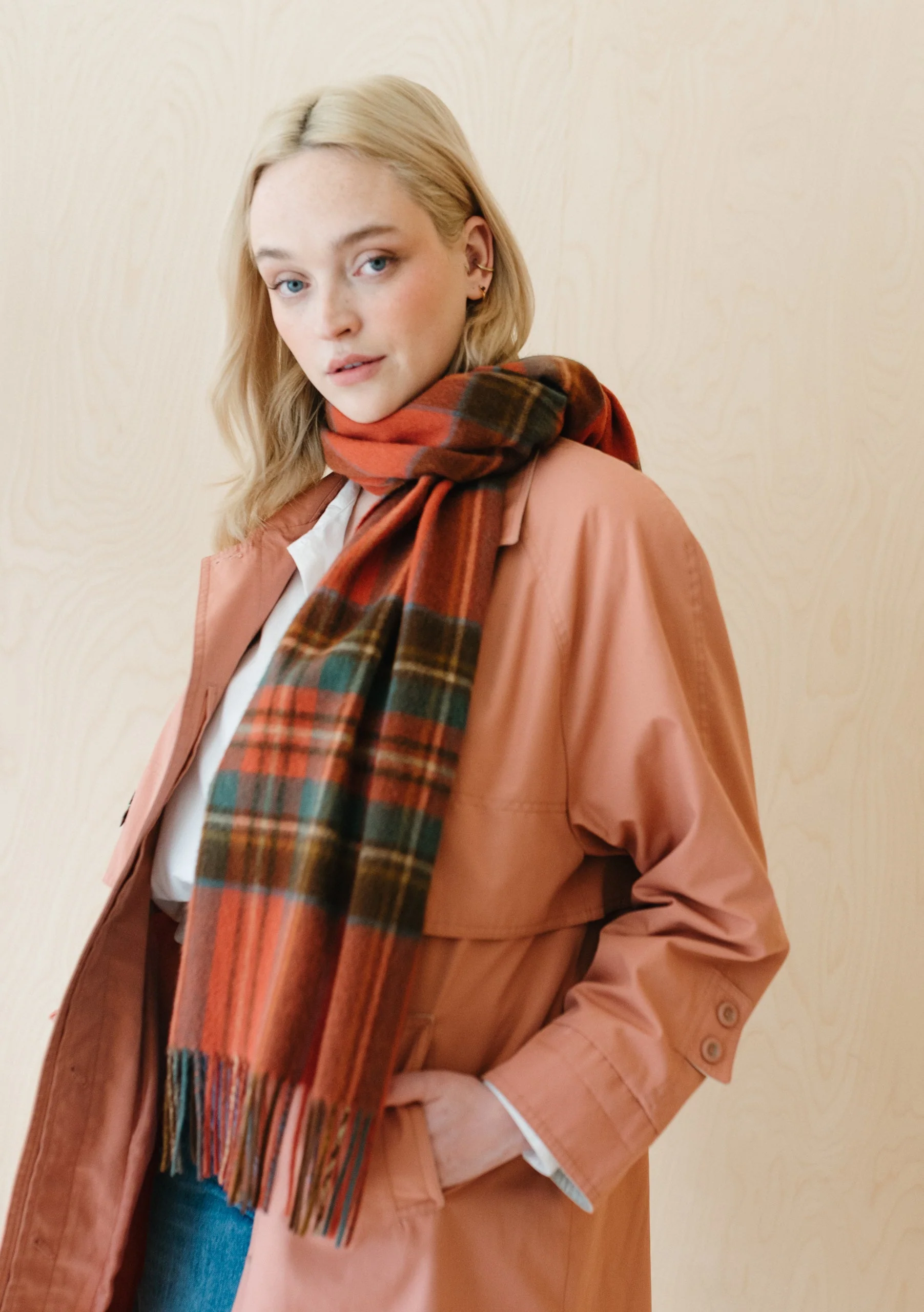 Lambswool Oversized Scarf in Stewart Royal Antique Tartan