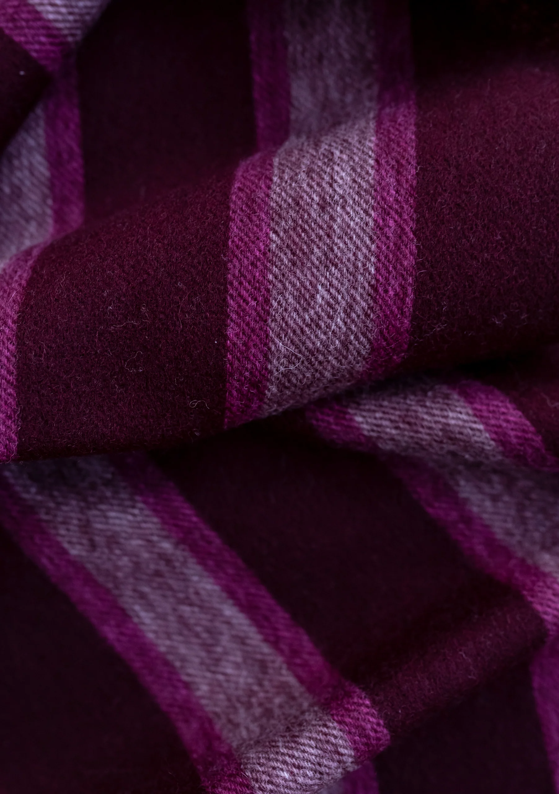 Lambswool Scarf in Burgundy Stripe - Image 2