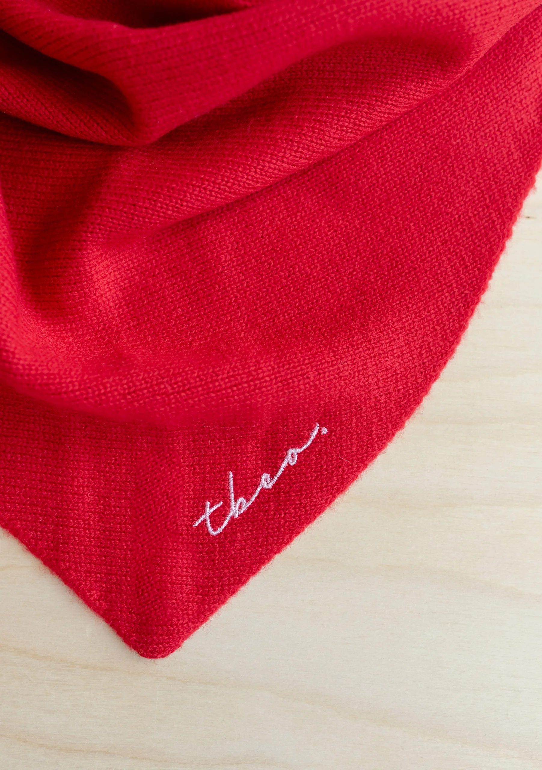 Large Merino Triangle Scarf in Red - Image 4