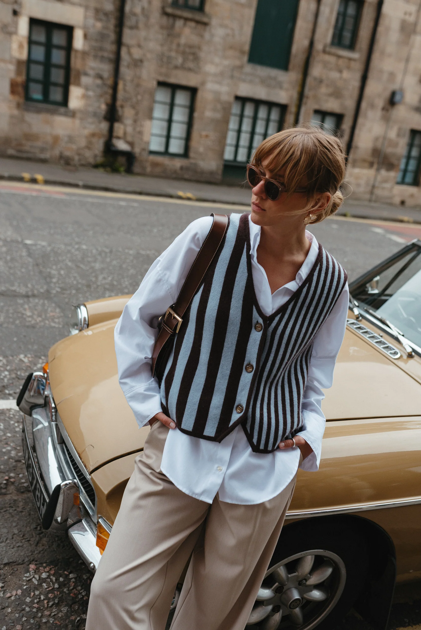 Merino Wool Vest in Blue Stripe - Image 3