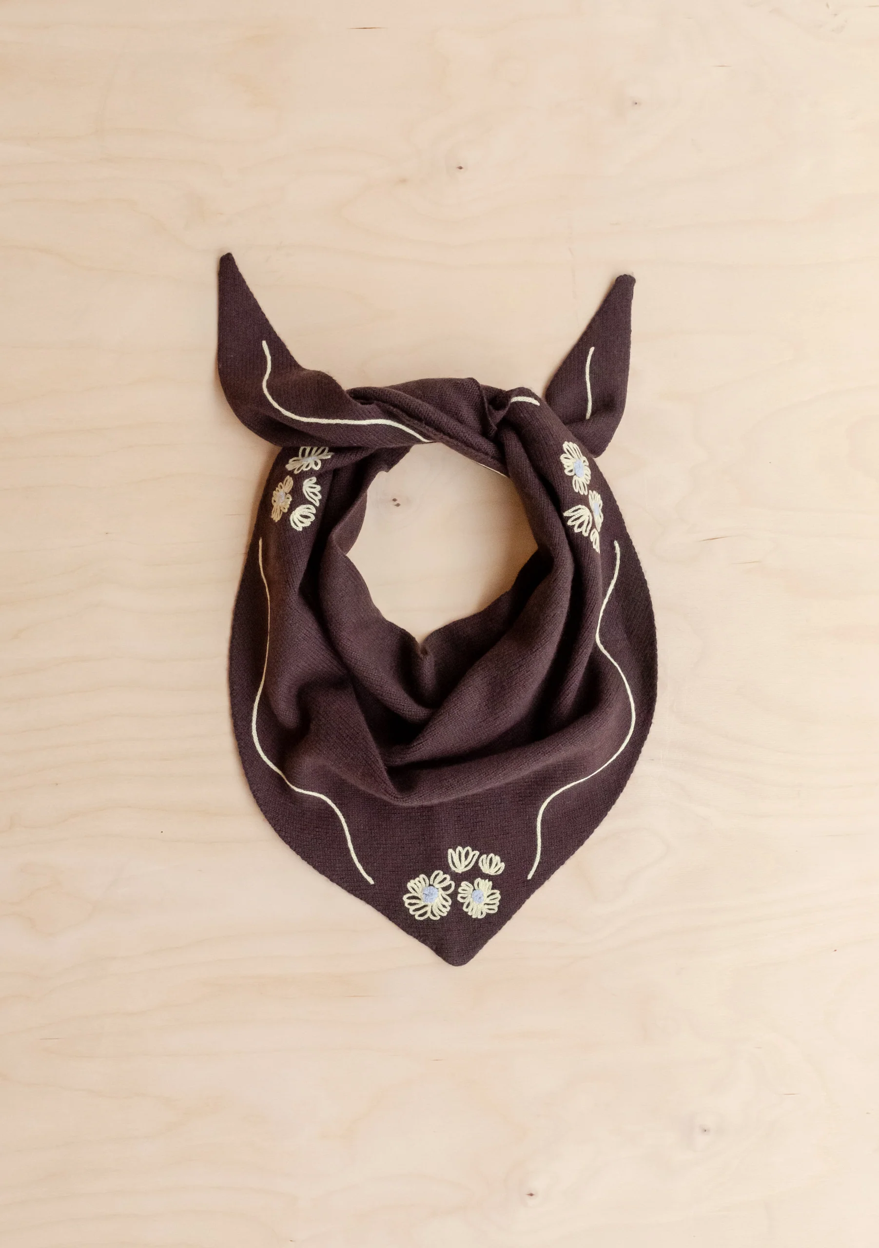 Nobody's Child x TBCo Brown Floral Wool Triangle Scarf - Image 7