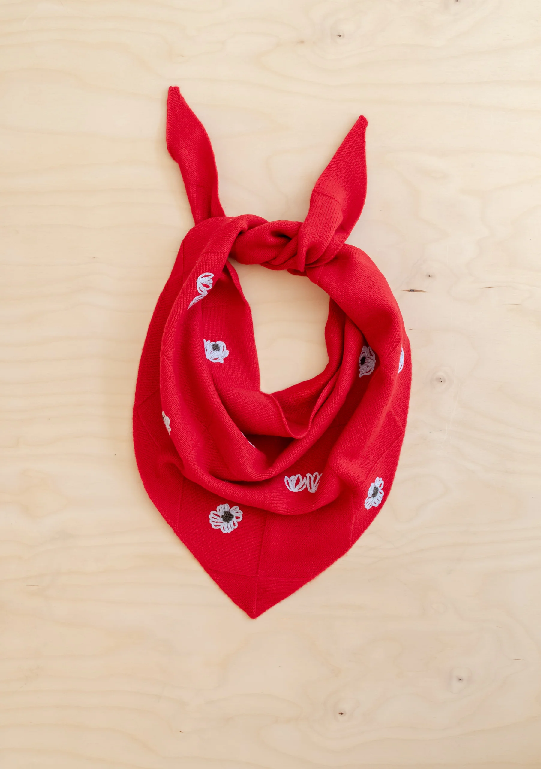 Nobody's Child x TBCo Red Floral Wool Triangle Scarf - Image 6