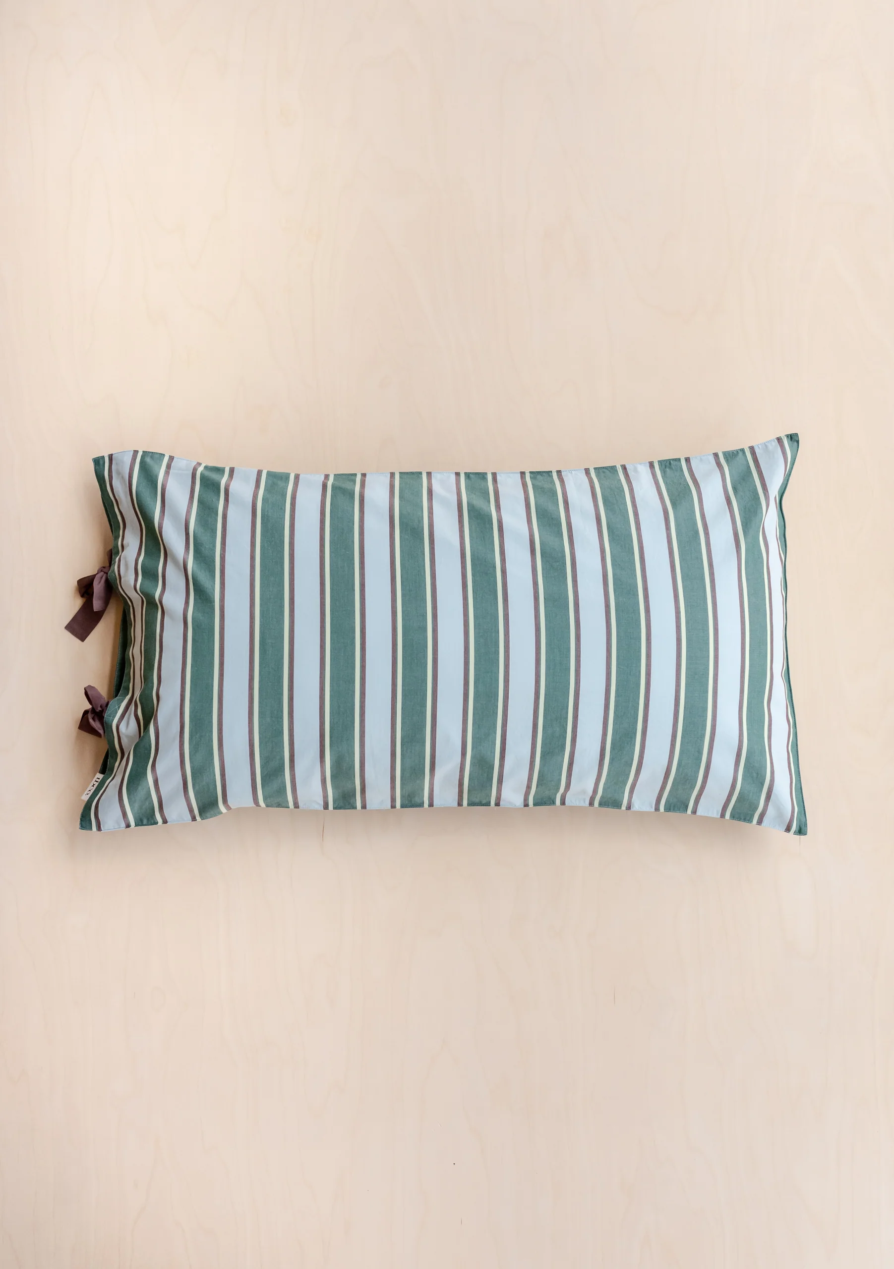 Pair of Cotton Pillowcases in Blue Stripe