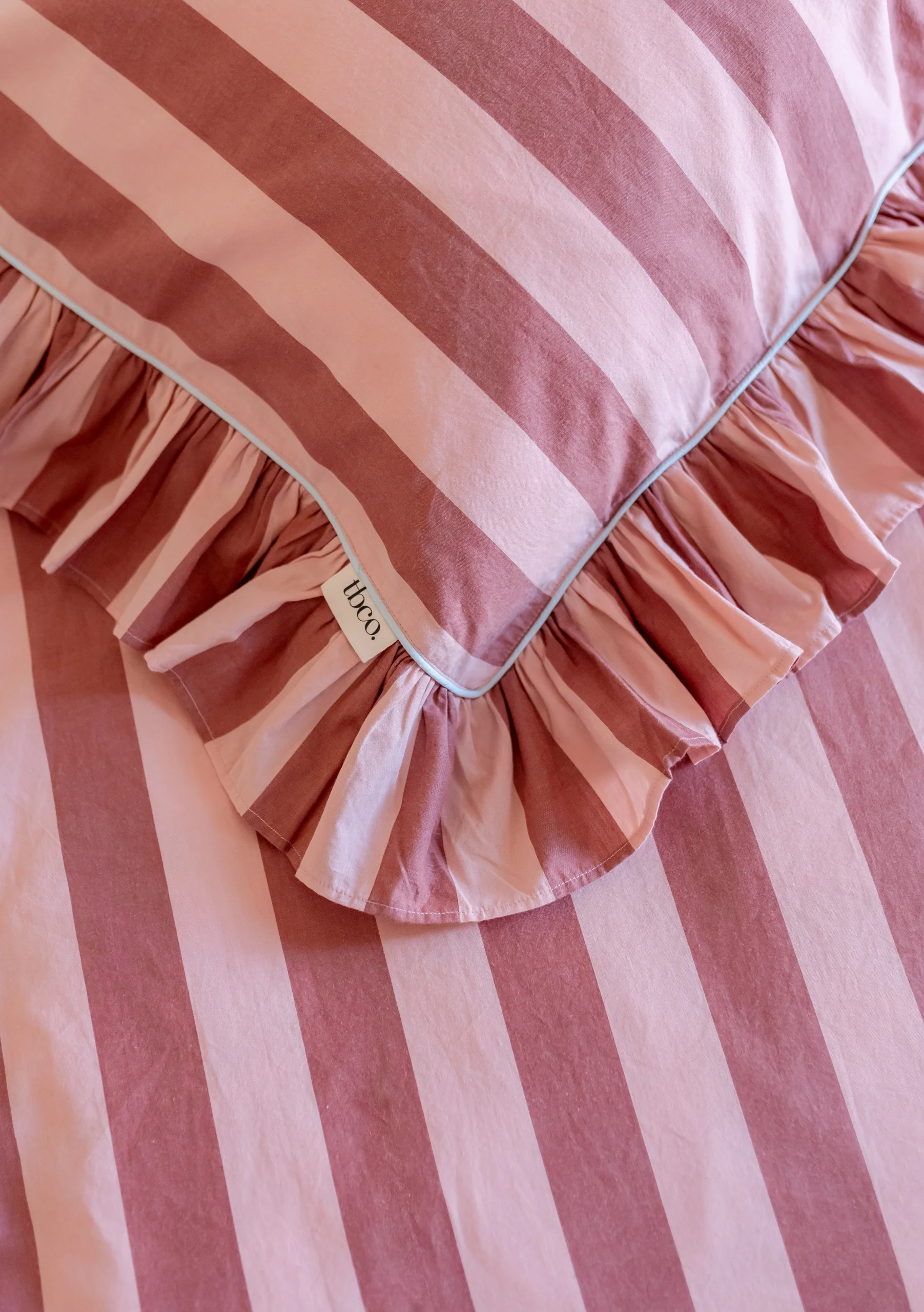 Pair of Cotton Pillowcases in Pink & Red Stripe - Image 3