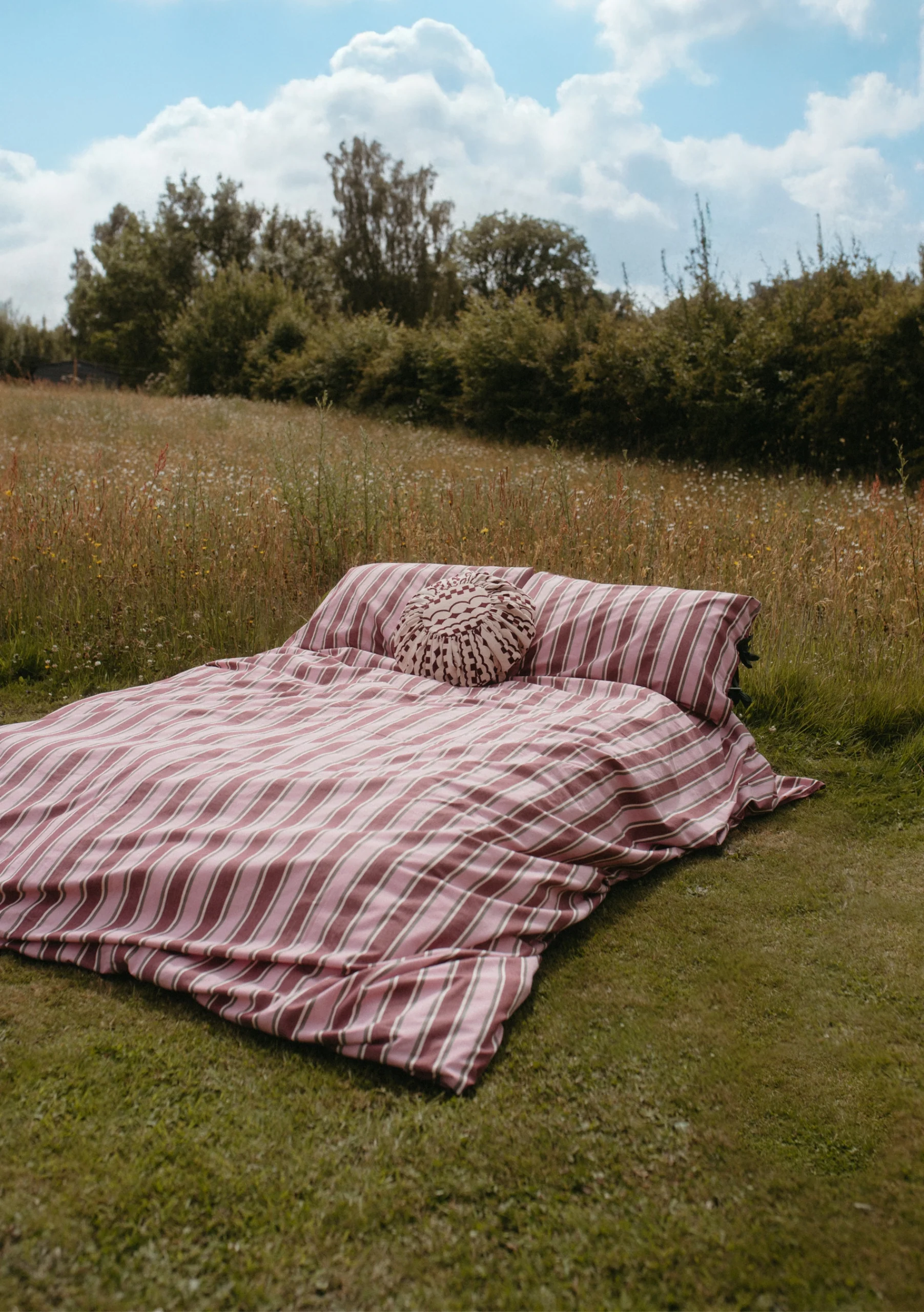 Pair of Cotton Pillowcases in Pink Stripe - Image 2