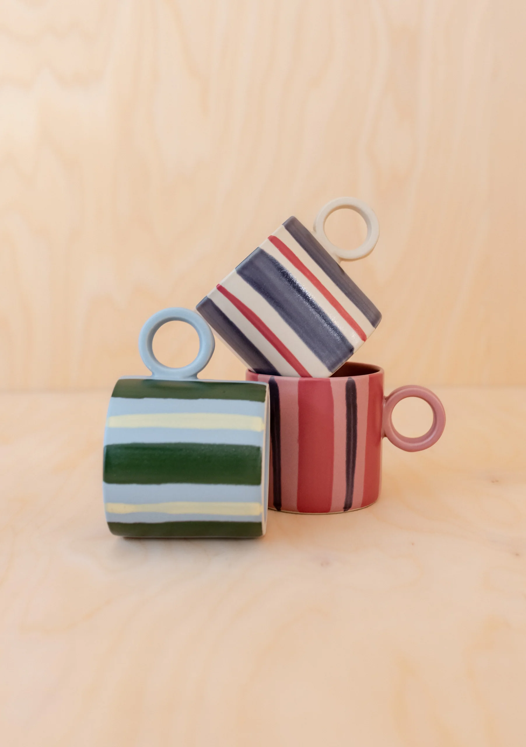 Pink Stripe Hand-Painted Mug - Image 2