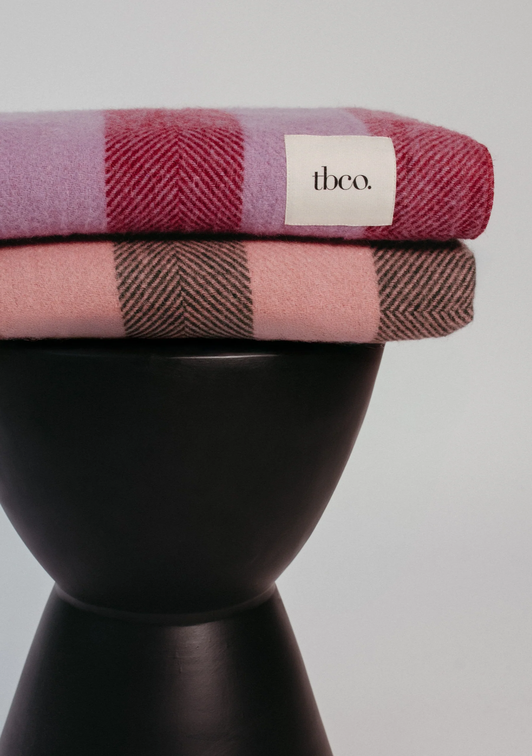 Recycled Wool Blanket in Lilac Diamond Stripe - Image 2