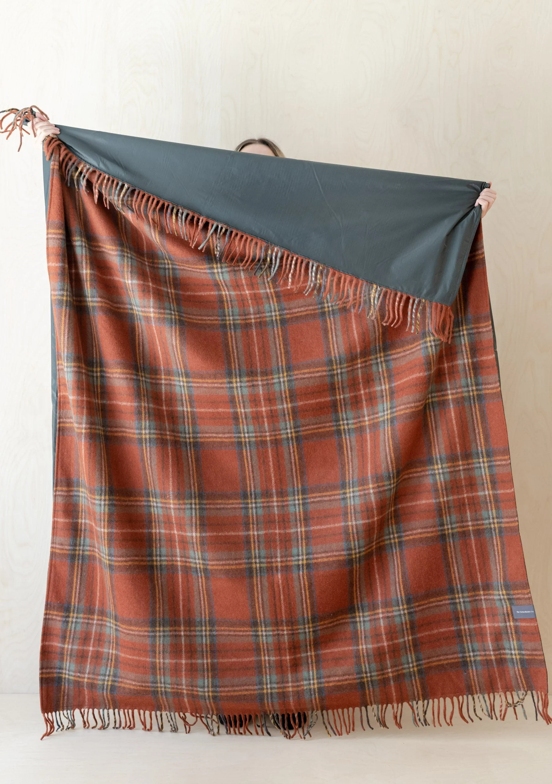 Recycled Wool Picnic Blanket in Stewart Royal Antique Tartan - Image 2