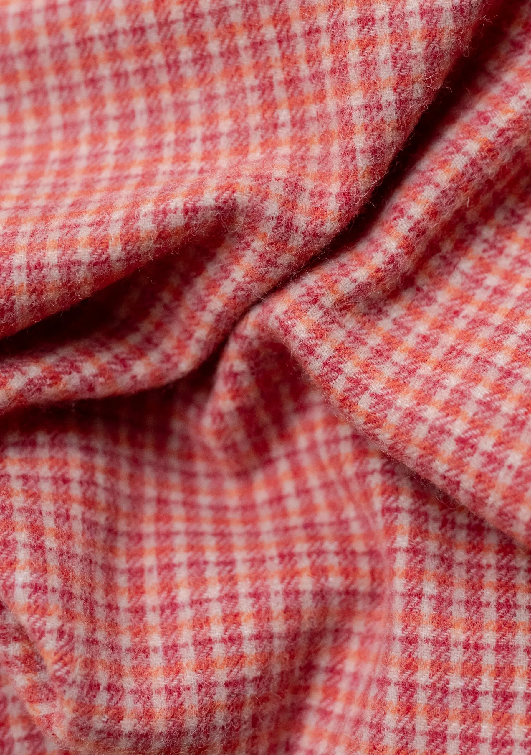 Sample Sale Lambswool Blanket Scarf in Berry Textured Check - Image 4