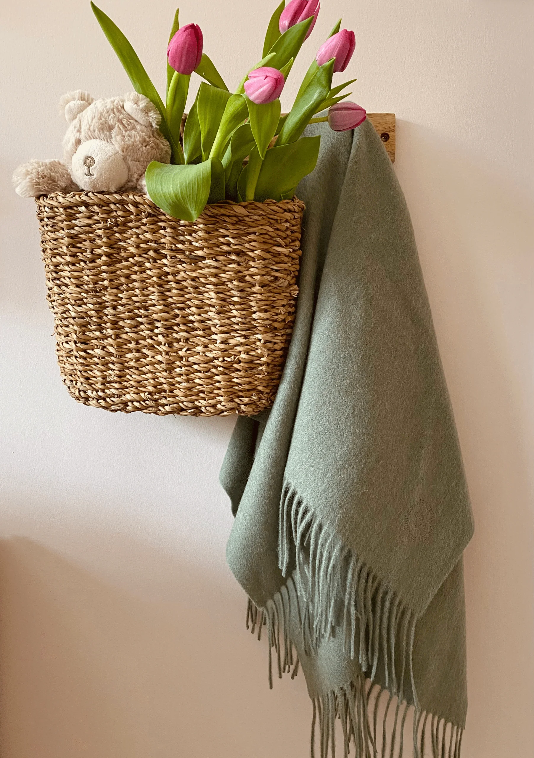 Lambswool Baby Blanket in Sage Melange - Image 2