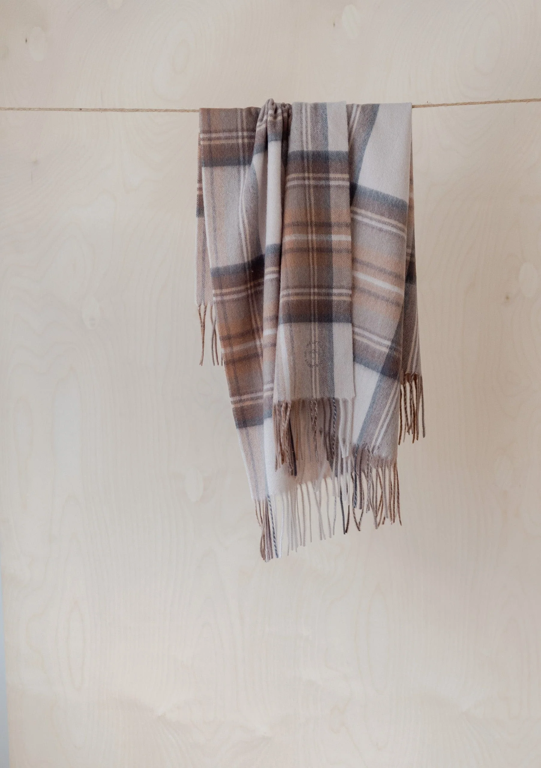 Lambswool Baby Blanket in Stewart Natural Dress Tartan - Image 3
