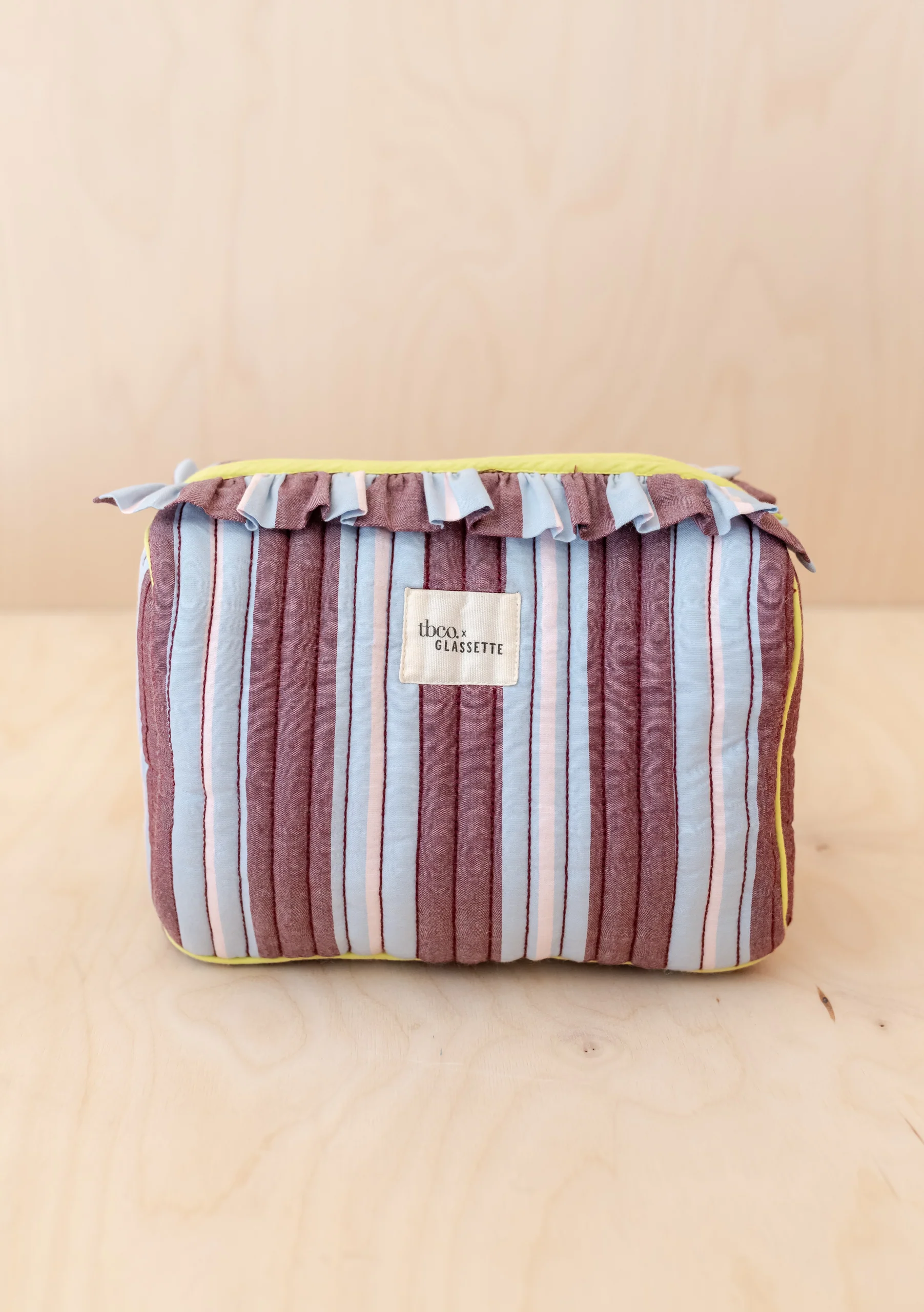 TBCo x Glassette Cotton Wash Bag in Berry Stripe